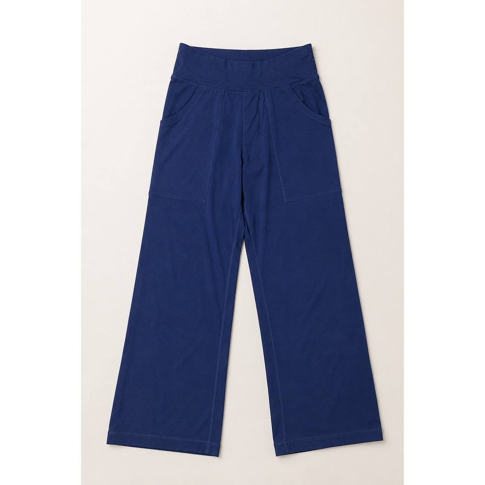 Lululemon Navy Wide Leg Yoga Lounge Pants High Rise Side Pocket Activewear 6